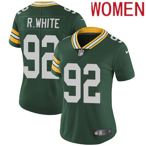 Women Green Bay Packers #92 Reggie White Green Nike Vapor Limited NFL Jersey